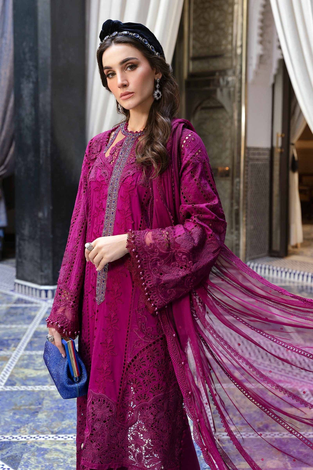 Maria B | Luxury Lawn 25 | D-2502-B -  Maria B Ladies Clothes - Original Designer Dress - House of Maryam