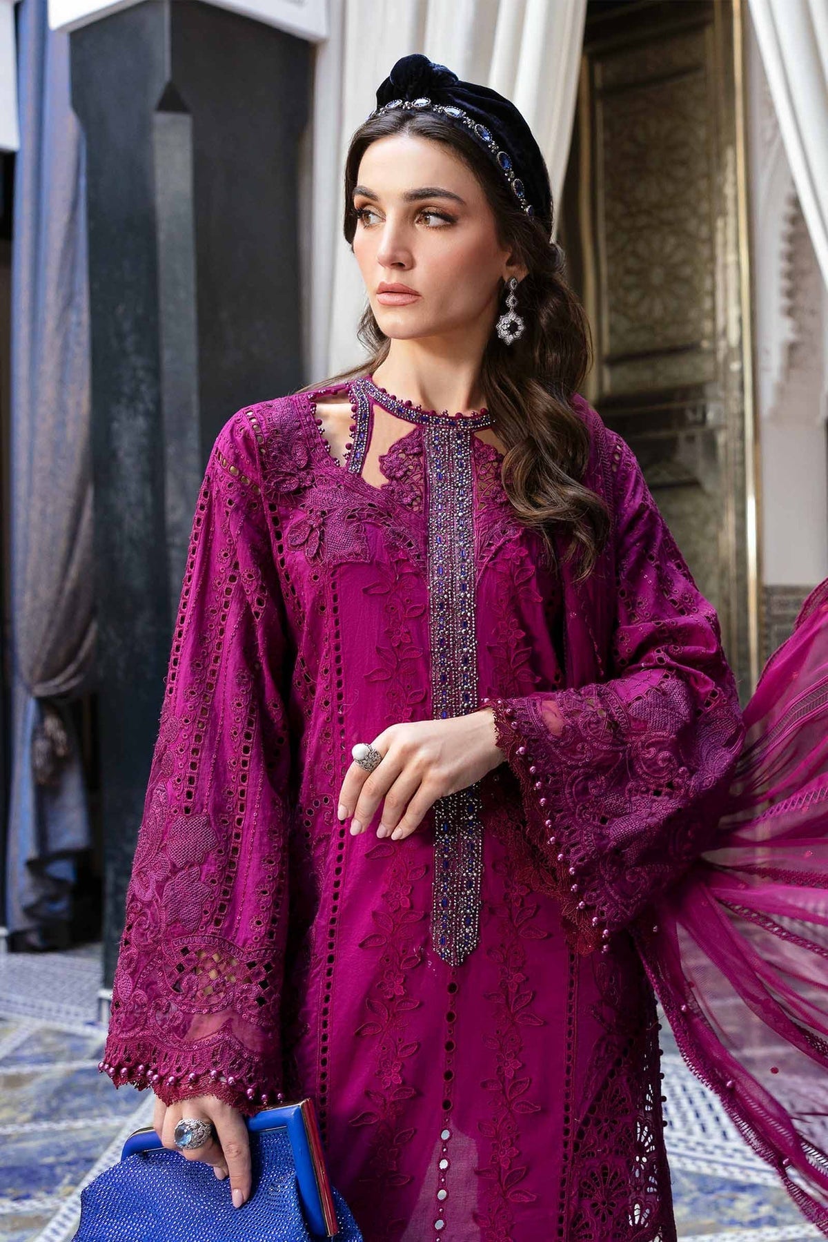 Maria B | Luxury Lawn 25 | D-2502-B -  Maria B Ladies Clothes - Original Designer Dress - House of Maryam