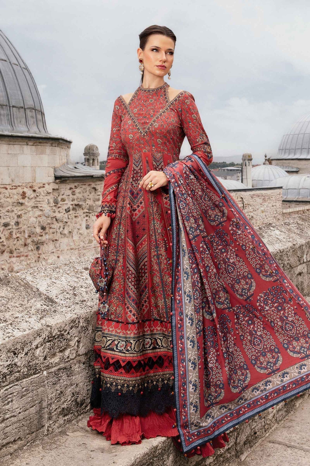 Maria B | M Prints Fall Edit 24 | MPT-2302-B -  Maria B Luxury - Original Designer Dress - House of Maryam