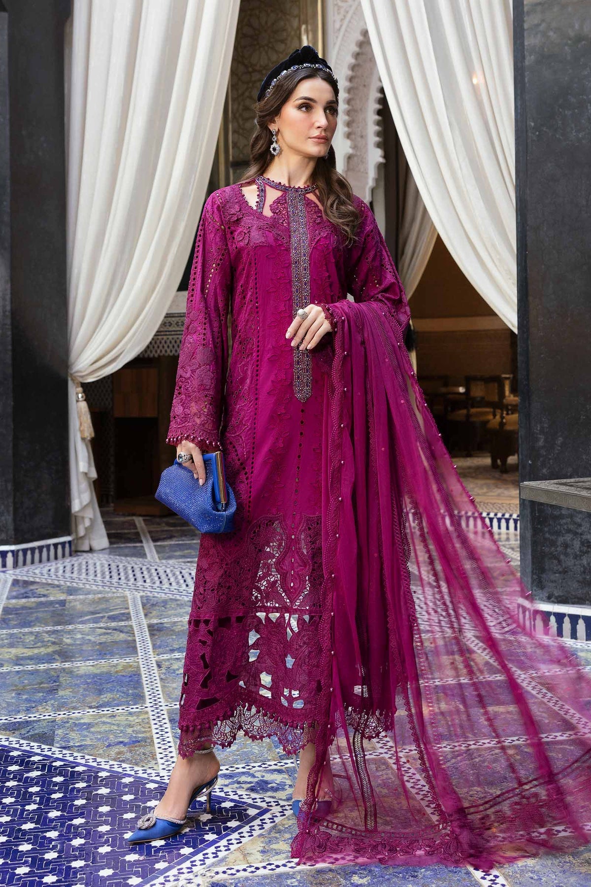 Maria B | Luxury Lawn 25 | D-2502-B -  Maria B Ladies Clothes - Original Designer Dress - House of Maryam