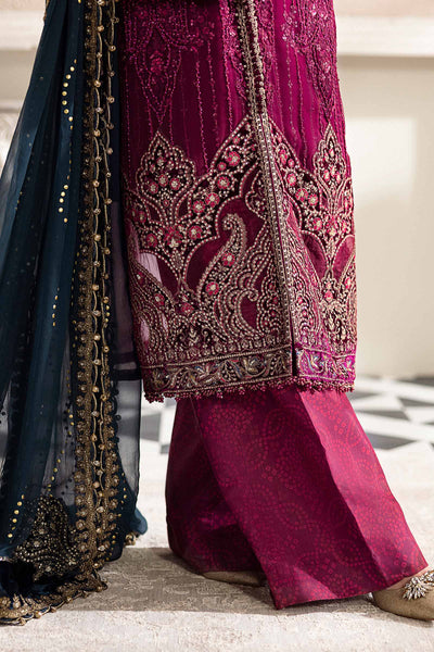 Maria B | Embroidered Chiffon Suit | MPC-25-102 -  Maria B Unstitched Chiffon - Original Designer Dress - House of Maryam