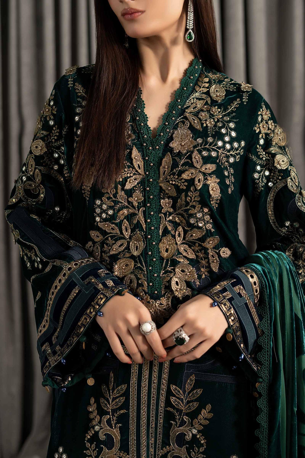 Maria B | Winter Luxe Pret 25 | WLS-1302-Emerald Green, image 4