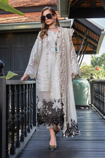Maria B | Luxury Lawn | EL-23-02-Off White -  Maria B Luxury - Original Designer Dress - House of Maryam
