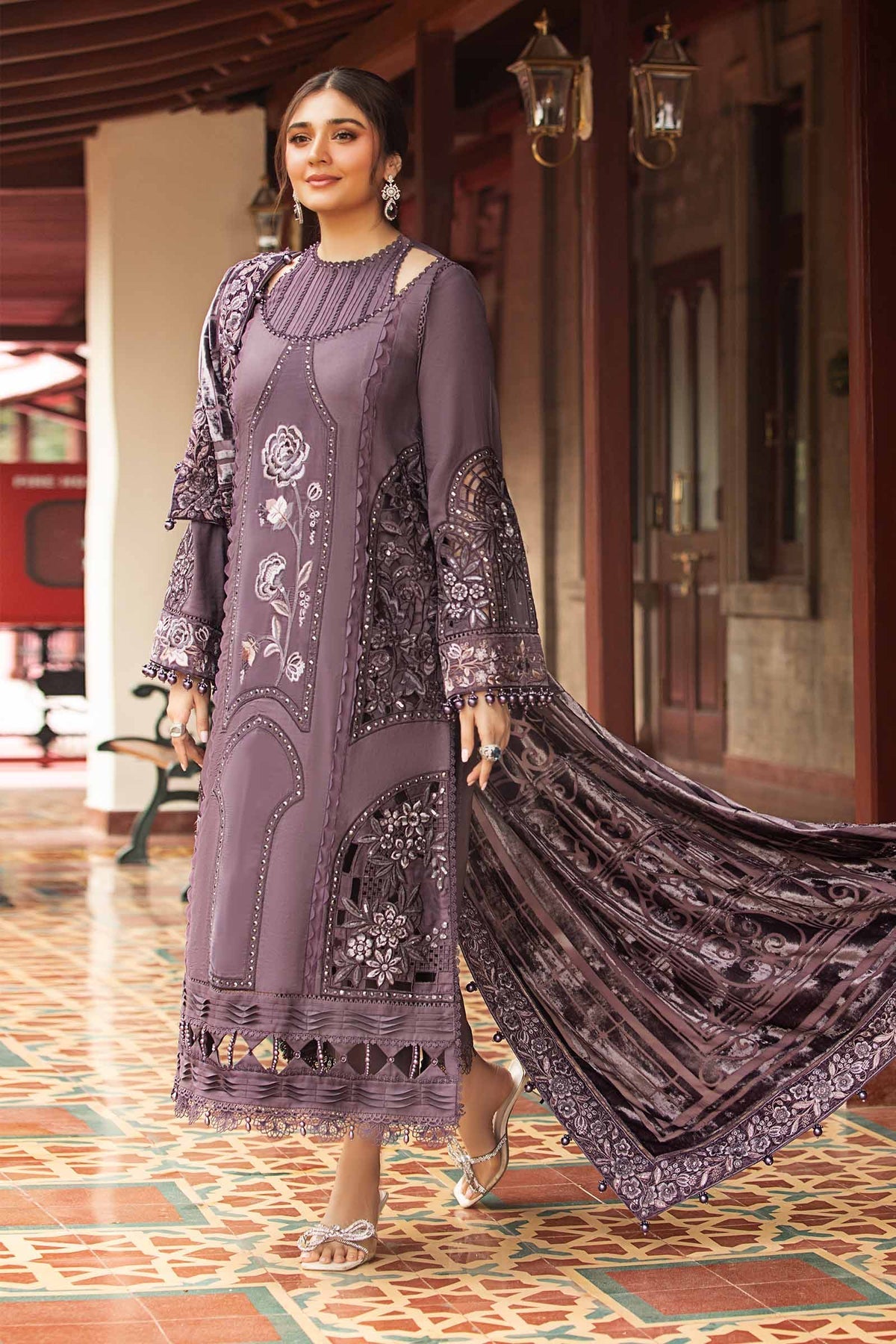 Maria B | Winter Luxe 24 | Velvet DL-1202 -  Maria B Ladies Clothes - Original Designer Dress - House of Maryam