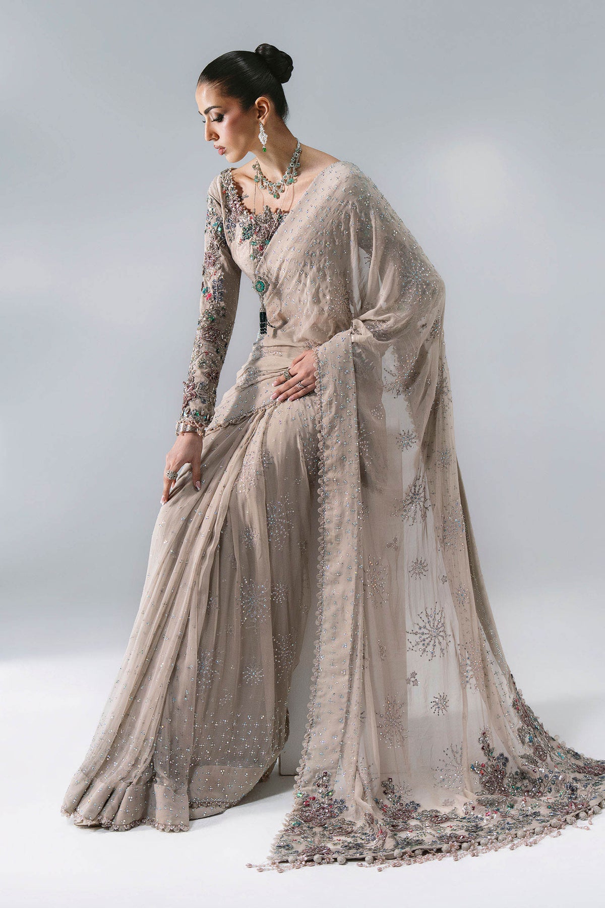 Maria B | Mbroidered Wedding Formals 26 | BD-3103-Moon Grey, image 3