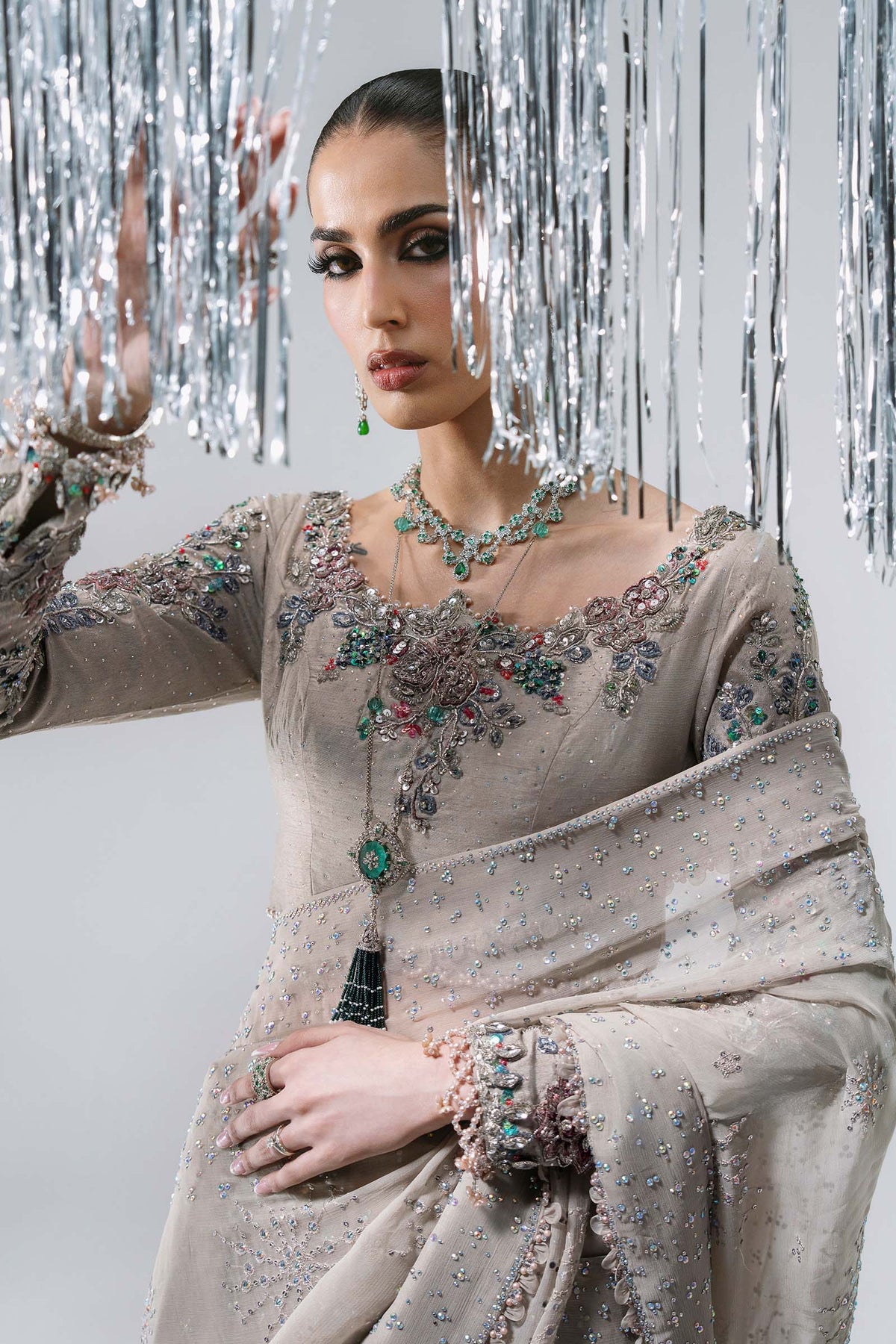 Maria B | Mbroidered Wedding Formals 26 | BD-3103-Moon Grey, image 5
