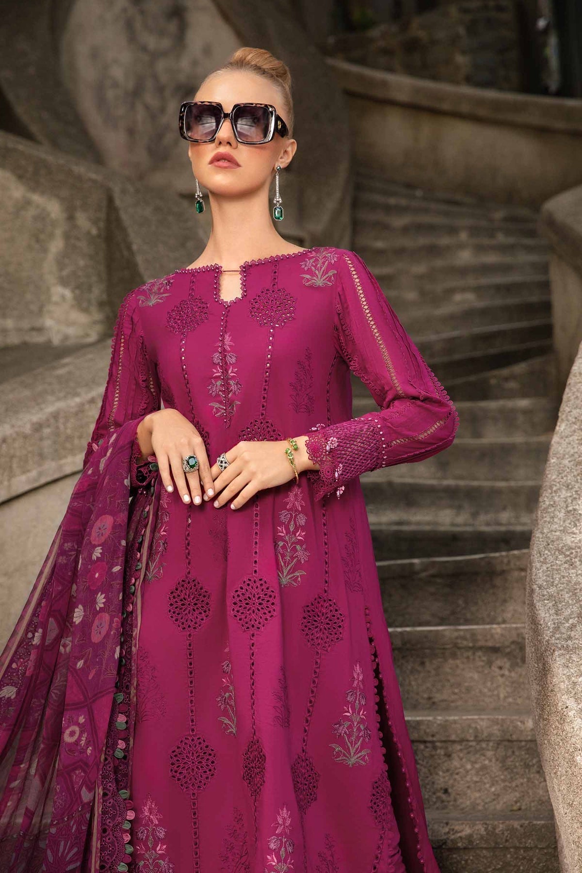 Maria B | M Prints Fall Edit 24 | MPT-2303-B -  Maria B Luxury - Original Designer Dress - House of Maryam