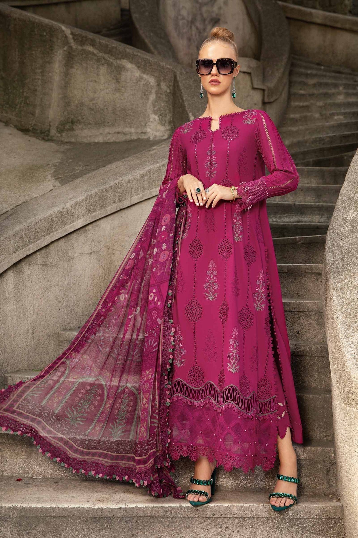 Maria B | M Prints Fall Edit 24 | MPT-2303-B -  Maria B Luxury - Original Designer Dress - House of Maryam