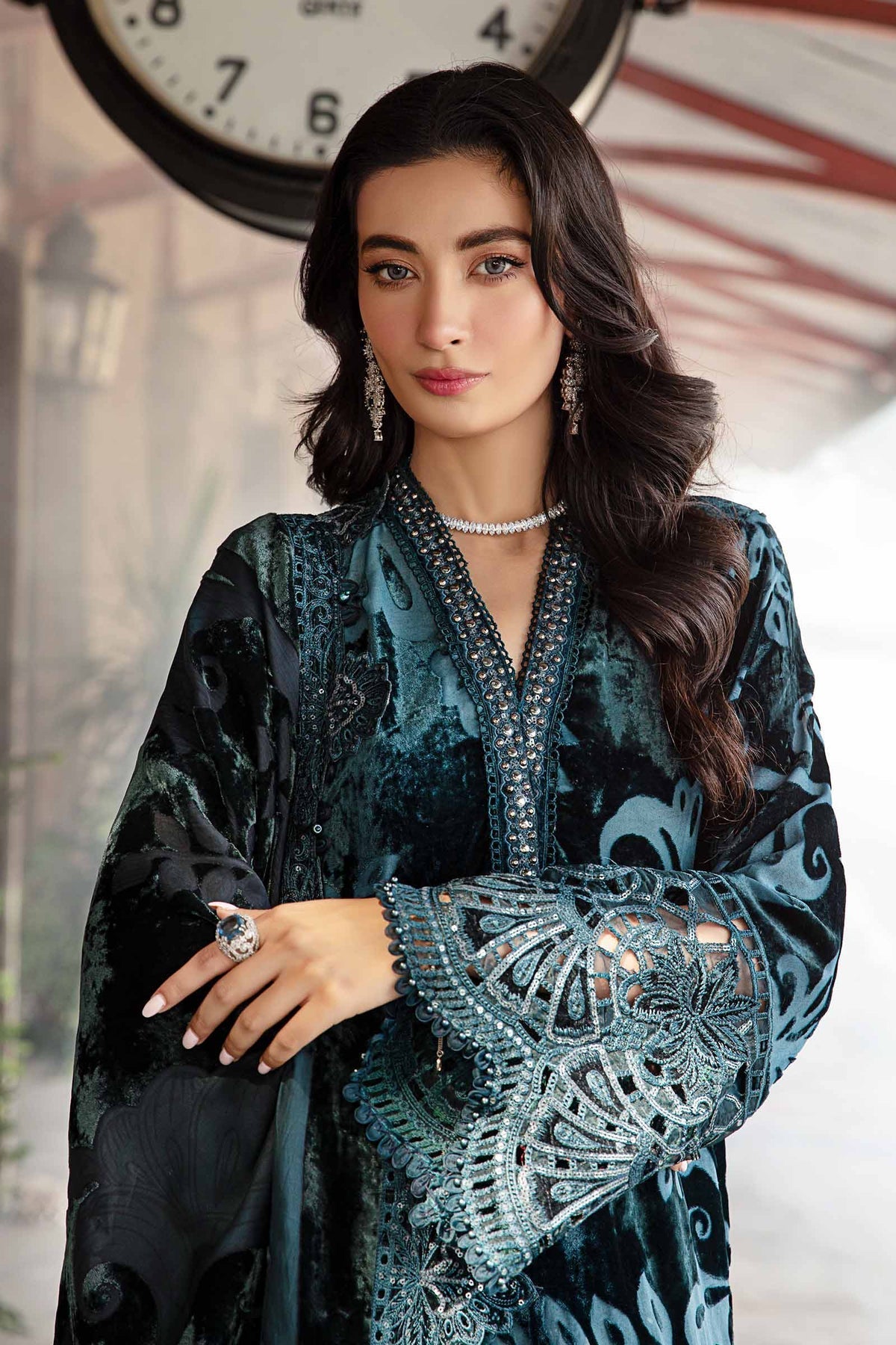 Maria B | Winter Luxe 24 | Velvet DL-1203 by Designer Maria B - House of Maryam - Pakistani Designer Ethnic Wear in {{ shop.shopifyCountryName }}