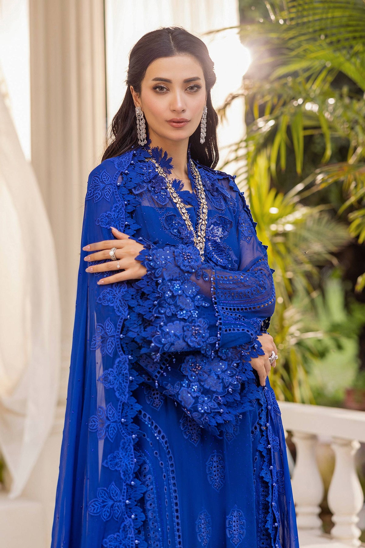 Maria B | Embroidered Chiffon Suit | MPC-25-103 -  Maria B Unstitched Chiffon - Original Designer Dress - House of Maryam