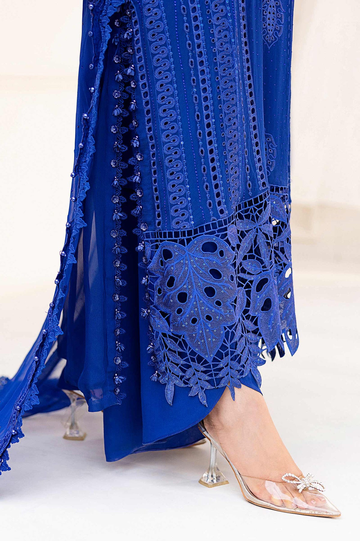 Maria B | Embroidered Chiffon Suit | MPC-25-103 -  Maria B Unstitched Chiffon - Original Designer Dress - House of Maryam