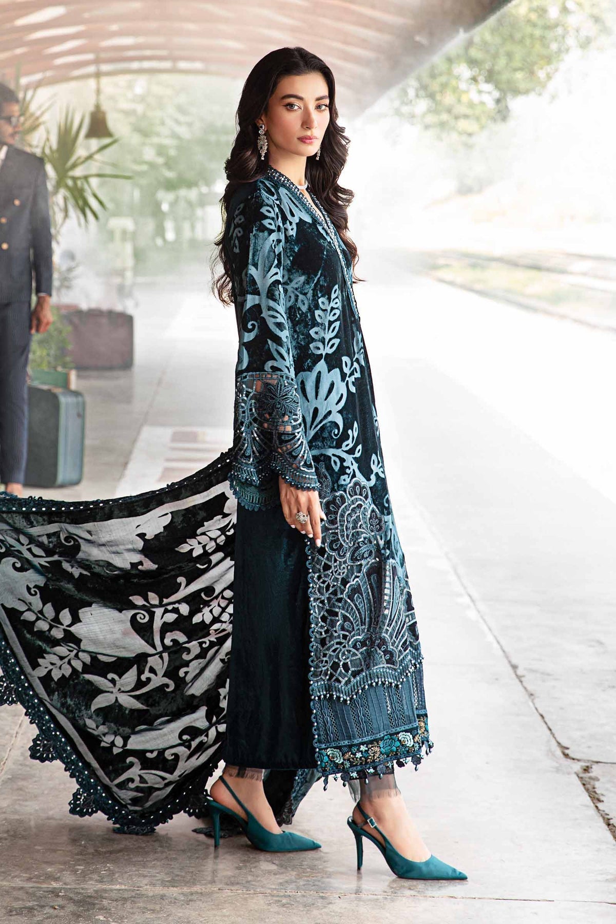 Maria B | Winter Luxe 24 | Velvet DL-1203 -  Maria B Ladies Clothes - Original Designer Dress - House of Maryam