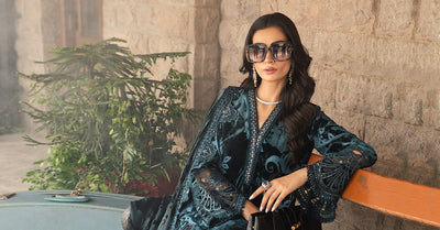 Maria B | Winter Luxe 24 | Velvet DL-1203 -  Maria B Ladies Clothes - Original Designer Dress - House of Maryam
