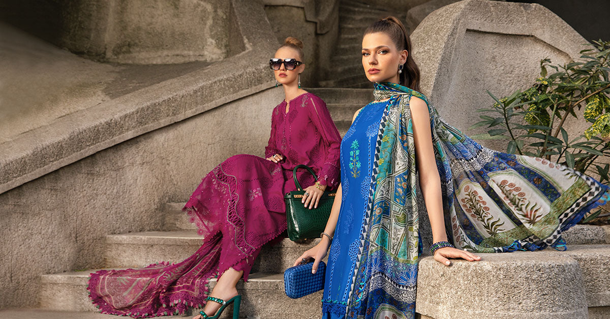 Maria B | M Prints Fall Edit 24 | MPT-2303-B -  Maria B Luxury - Original Designer Dress - House of Maryam