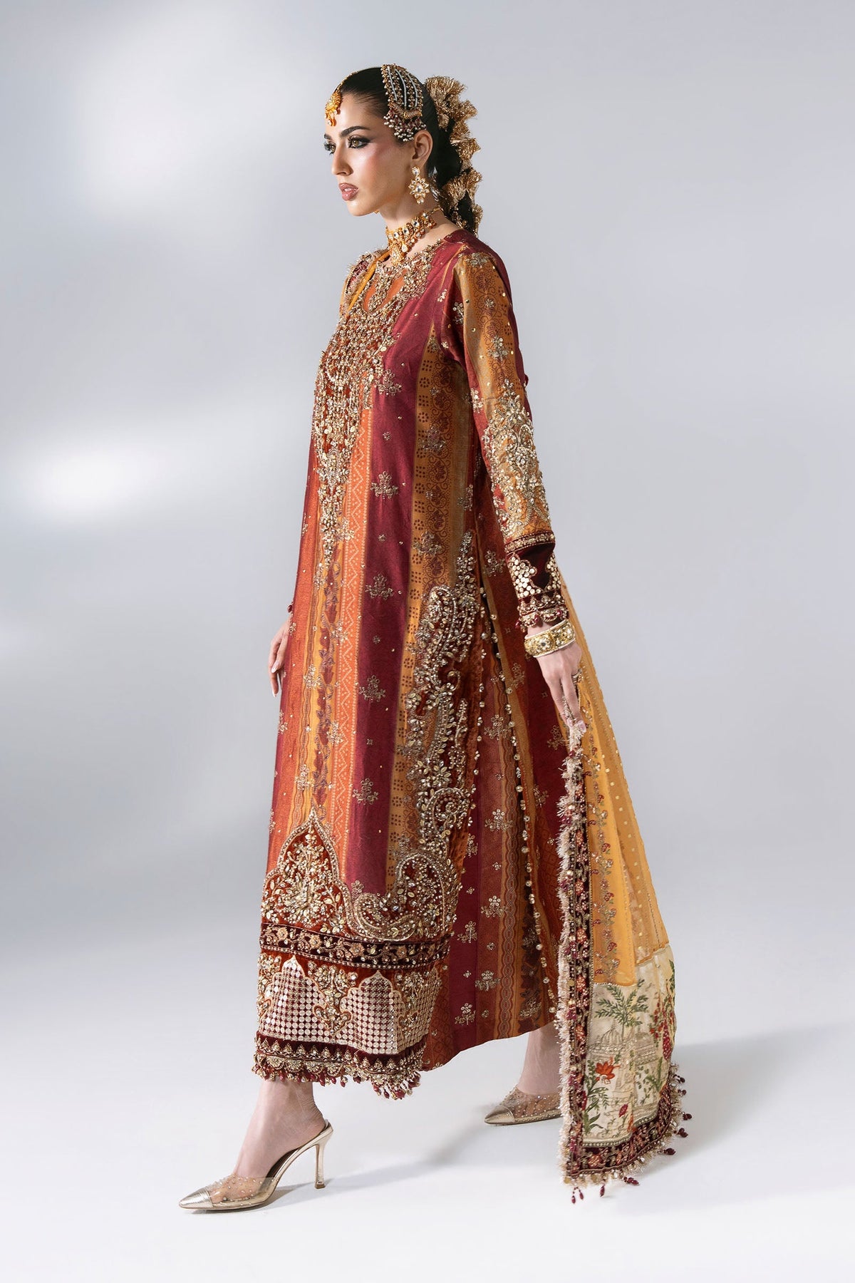 Maria B | Mbroidered Wedding Formals 26 | BD-3104-Maroon Crimson, image 4