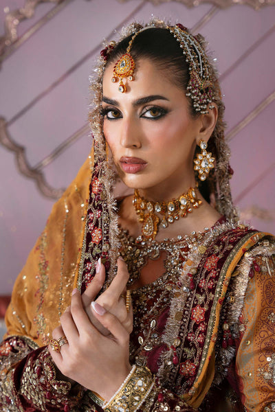 Maria B | Mbroidered Wedding Formals 26 | BD-3104-Maroon Crimson