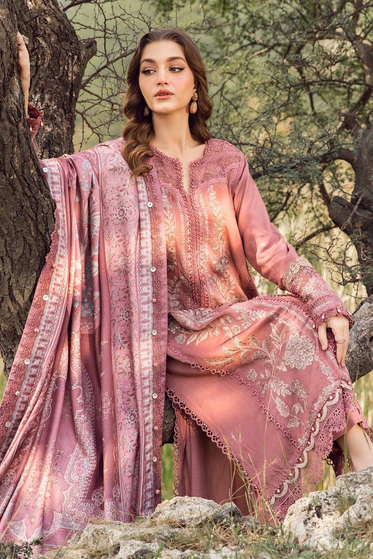 Maria B | M Prints Winter 24 | MPT-2404-A -  Maria B Ladies Clothes - Original Designer Dress - House of Maryam
