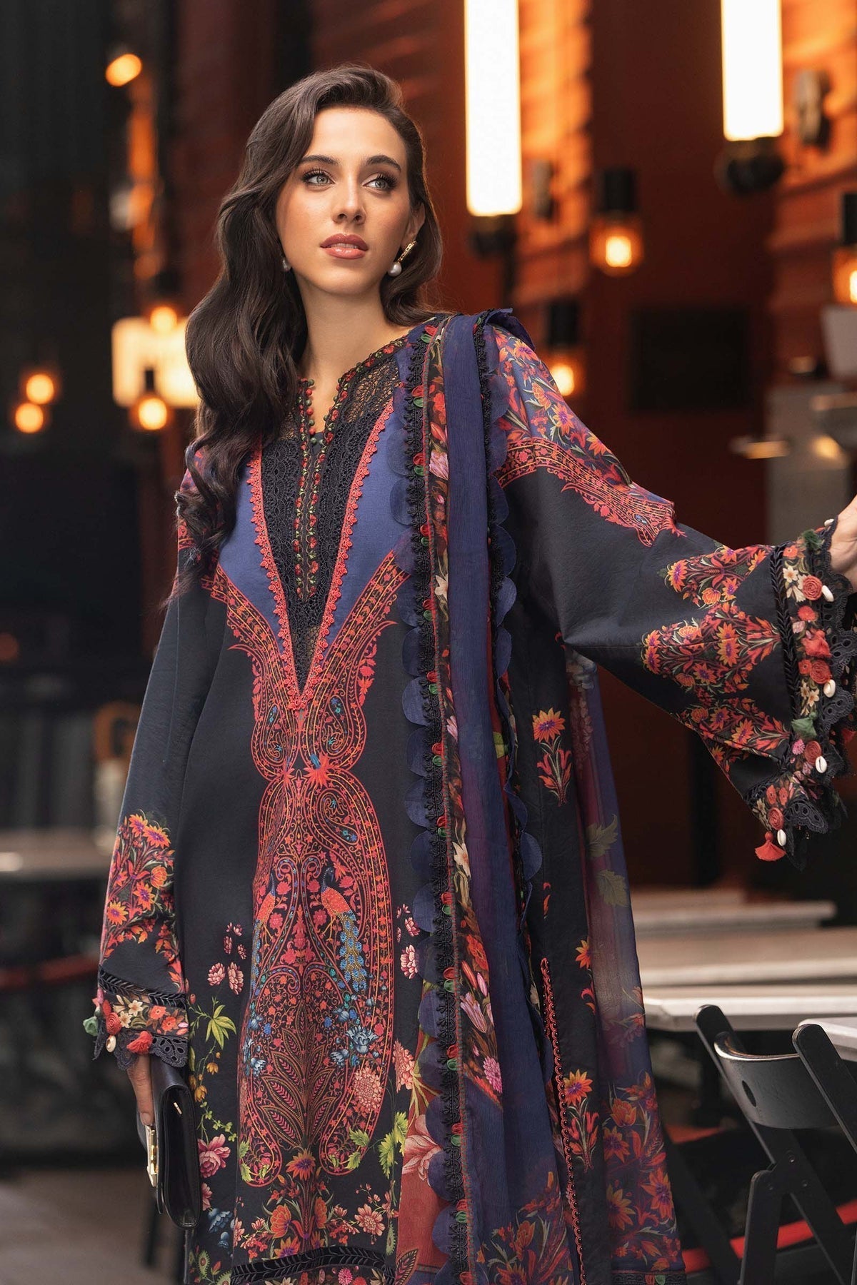 Maria B | M Prints Fall Edit 24 | MPT-2304-B -  Maria B Luxury - Original Designer Dress - House of Maryam