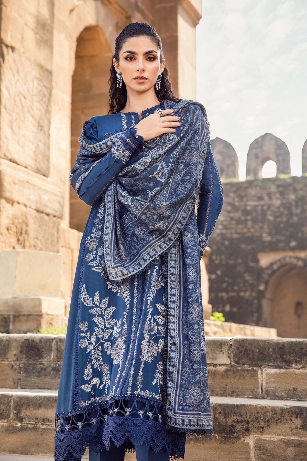 Maria B | M Prints Winter 24 | MPT-2404-B -  Maria B Ladies Clothes - Original Designer Dress - House of Maryam