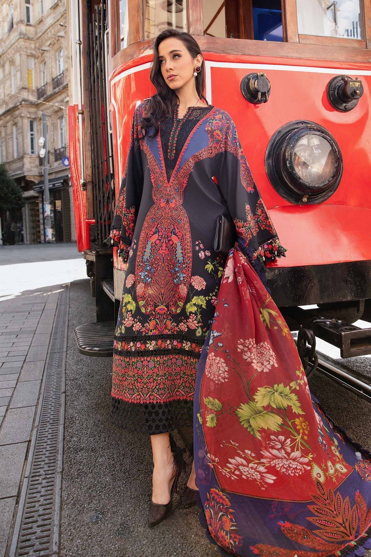 Maria B | M Prints Fall Edit 24 | MPT-2304-B -  Maria B Luxury - Original Designer Dress - House of Maryam