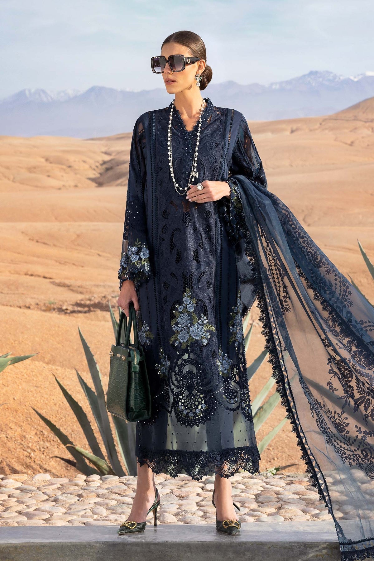Maria B | Luxury Lawn 25 | D-2504-B -  Maria B Ladies Clothes - Original Designer Dress - House of Maryam