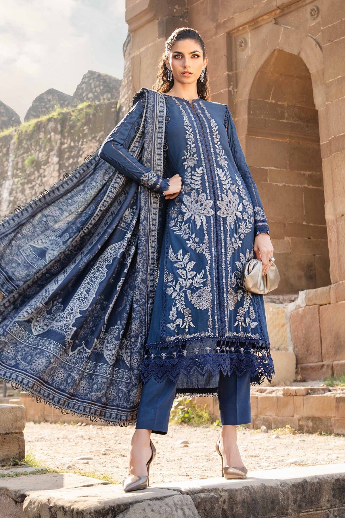 Maria B | M Prints Winter 24 | MPT-2404-B -  Maria B Ladies Clothes - Original Designer Dress - House of Maryam