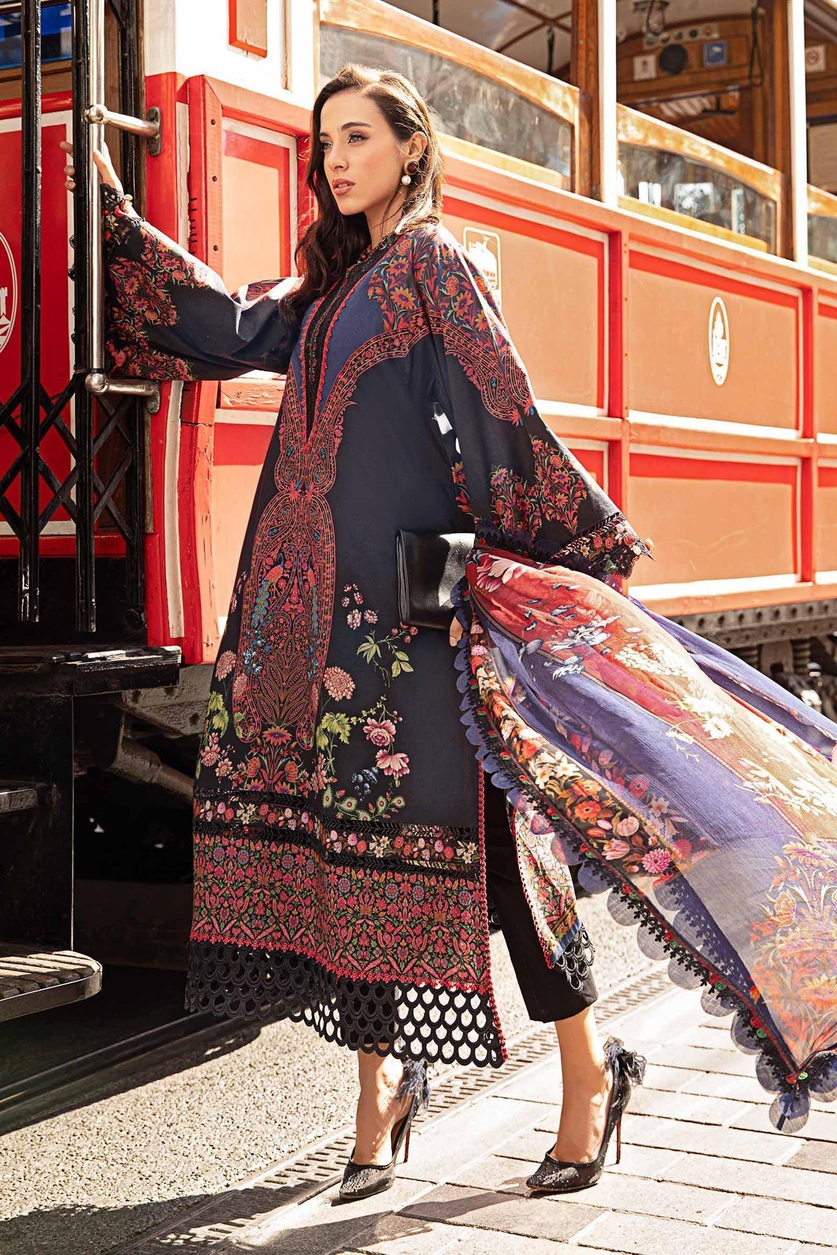 Maria B | M Prints Fall Edit 24 | MPT-2304-B -  Maria B Luxury - Original Designer Dress - House of Maryam