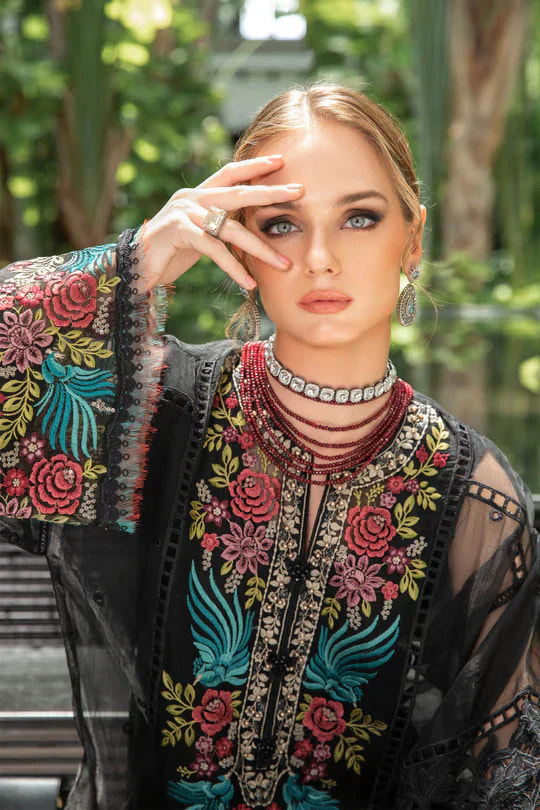 Maria B | Luxury Lawn | EL-23-04-Black -  Maria B Luxury - Original Designer Dress - House of Maryam