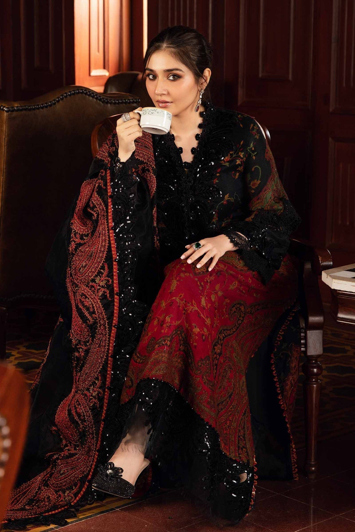 Maria B | Winter Luxe 24 | Velvet DL-1204 by Designer Maria B - House of Maryam - Pakistani Designer Ethnic Wear in {{ shop.shopifyCountryName }}