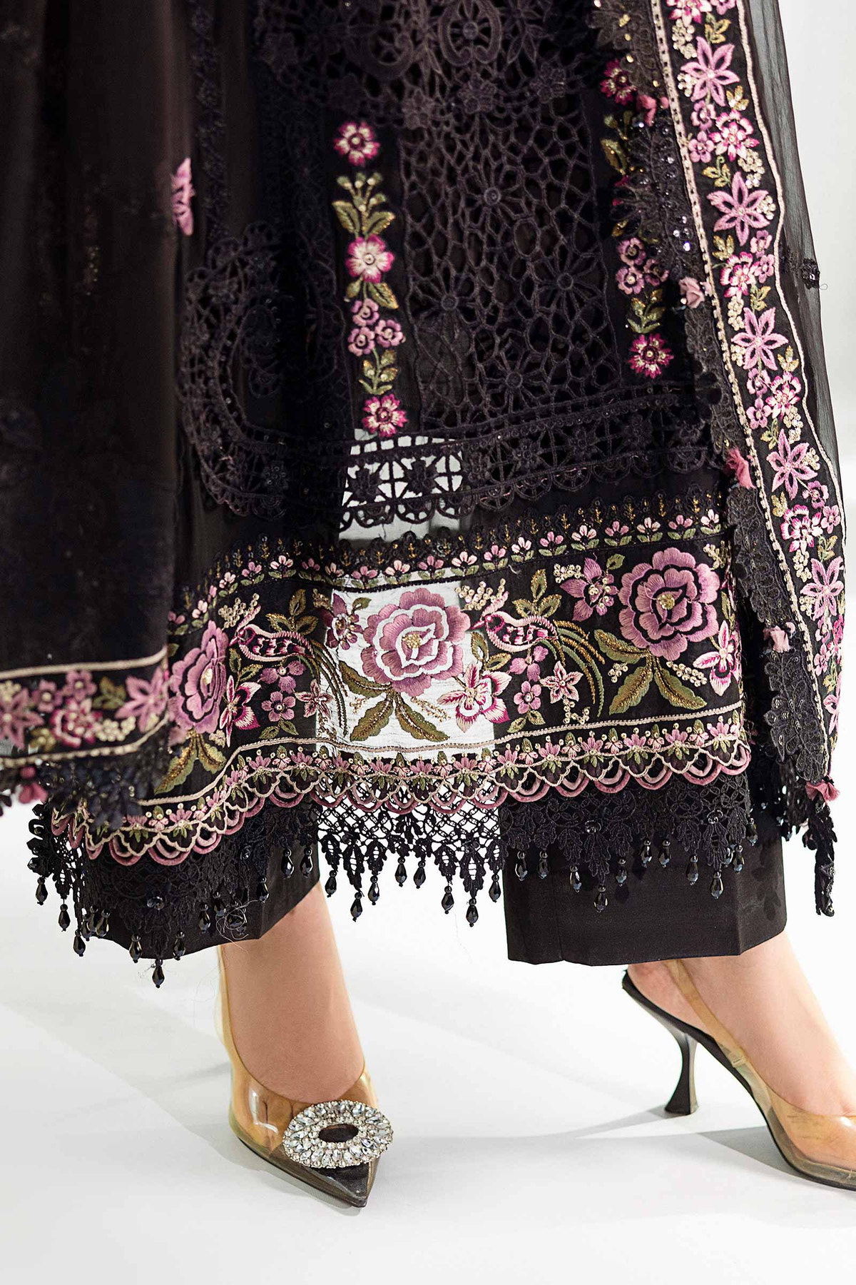 Maria B | Embroidered Chiffon Suit | MPC-25-104 -  Maria B Unstitched Chiffon - Original Designer Dress - House of Maryam