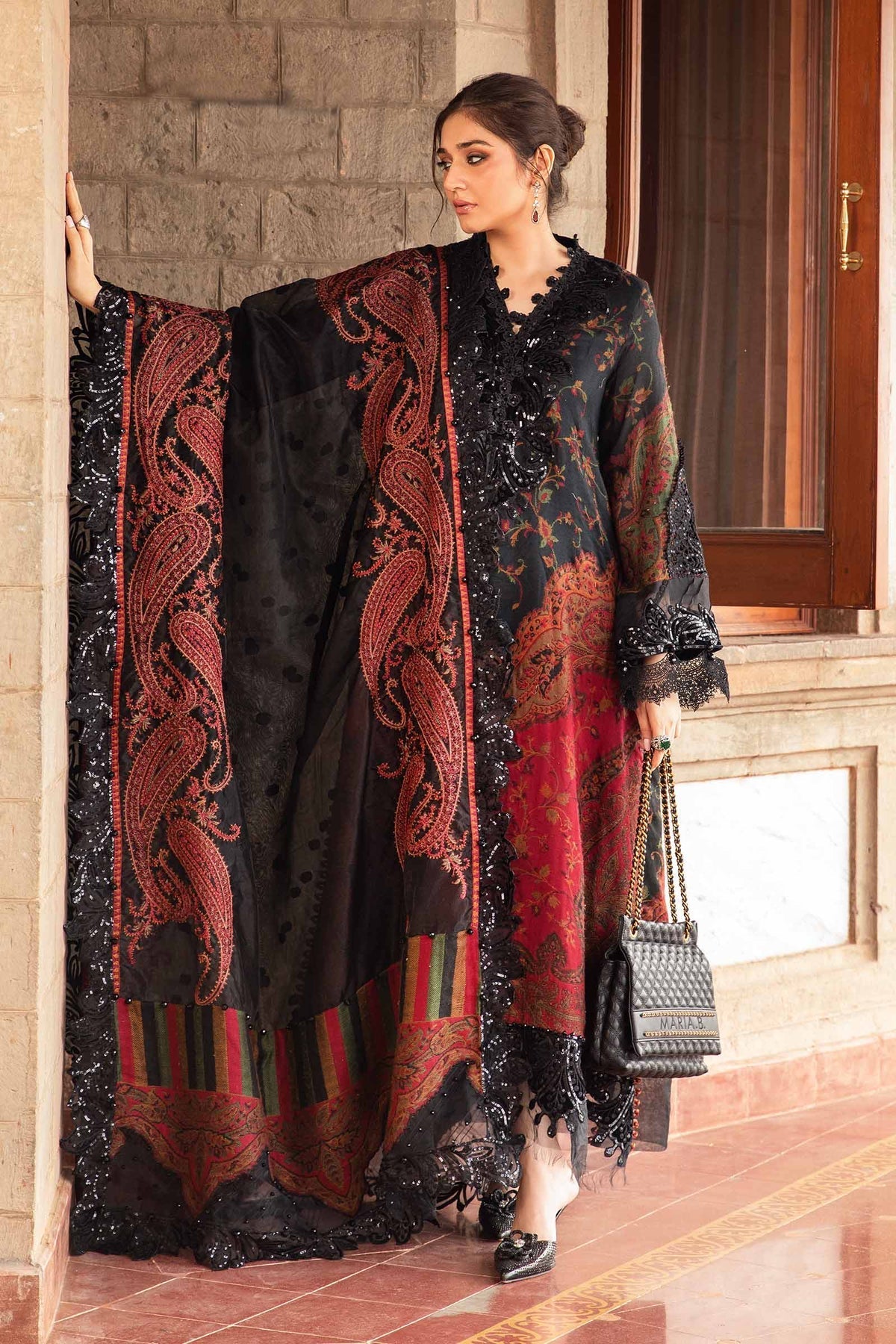 Maria B | Winter Luxe 24 | Velvet DL-1204 -  Maria B Ladies Clothes - Original Designer Dress - House of Maryam