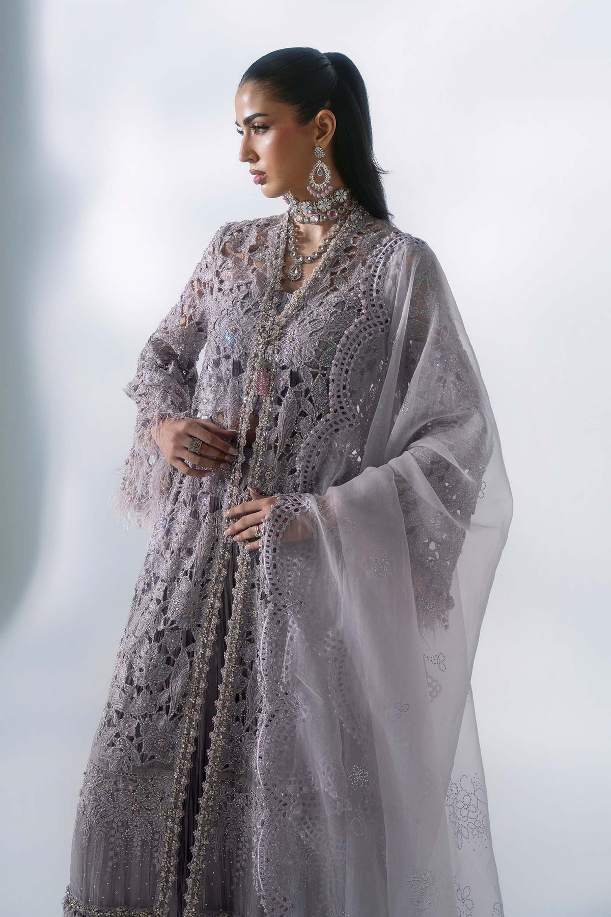 Maria B | Mbroidered Wedding Formals 26 | BD-3105-Dusty Lilac, image 4