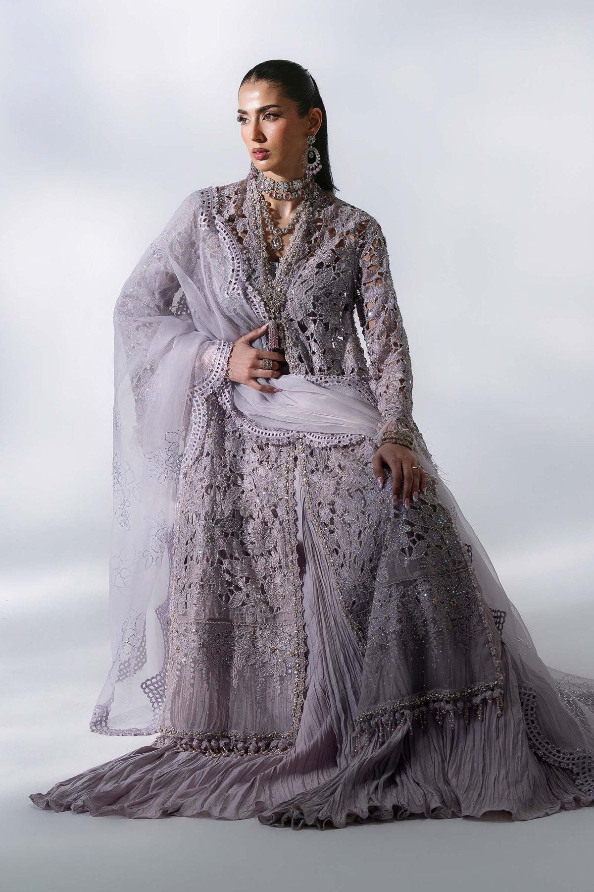 Maria B | Mbroidered Wedding Formals 26 | BD-3105-Dusty Lilac, image 5