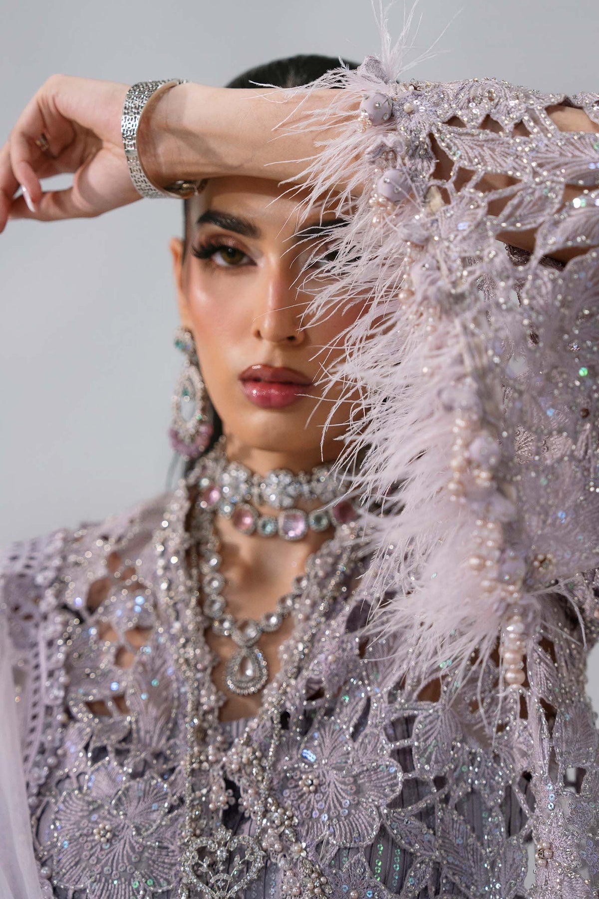 Maria B | Mbroidered Wedding Formals 26 | BD-3105-Dusty Lilac, image 6