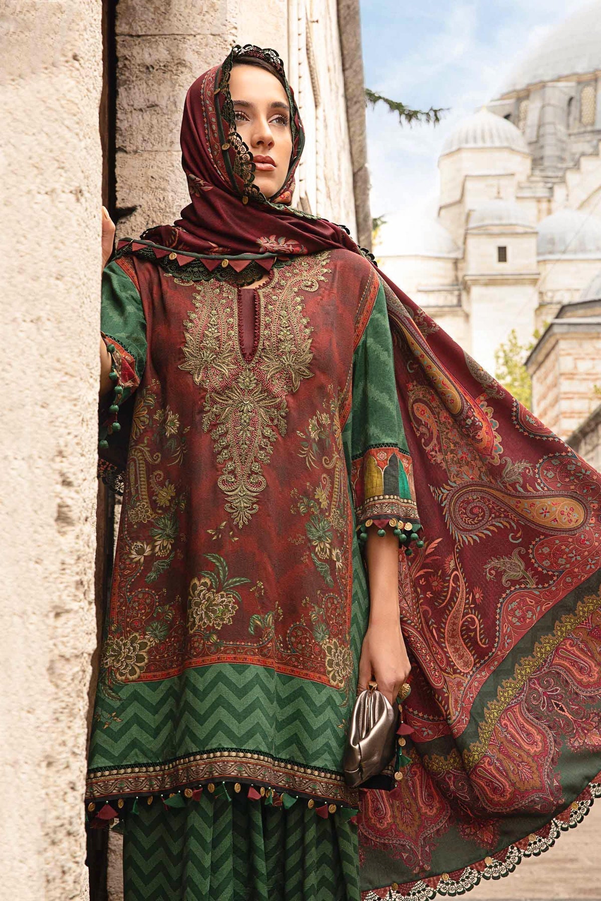 Maria B | M Prints Fall Edit 24 |  MPT-2305-B -  Maria B Luxury - Original Designer Dress - House of Maryam
