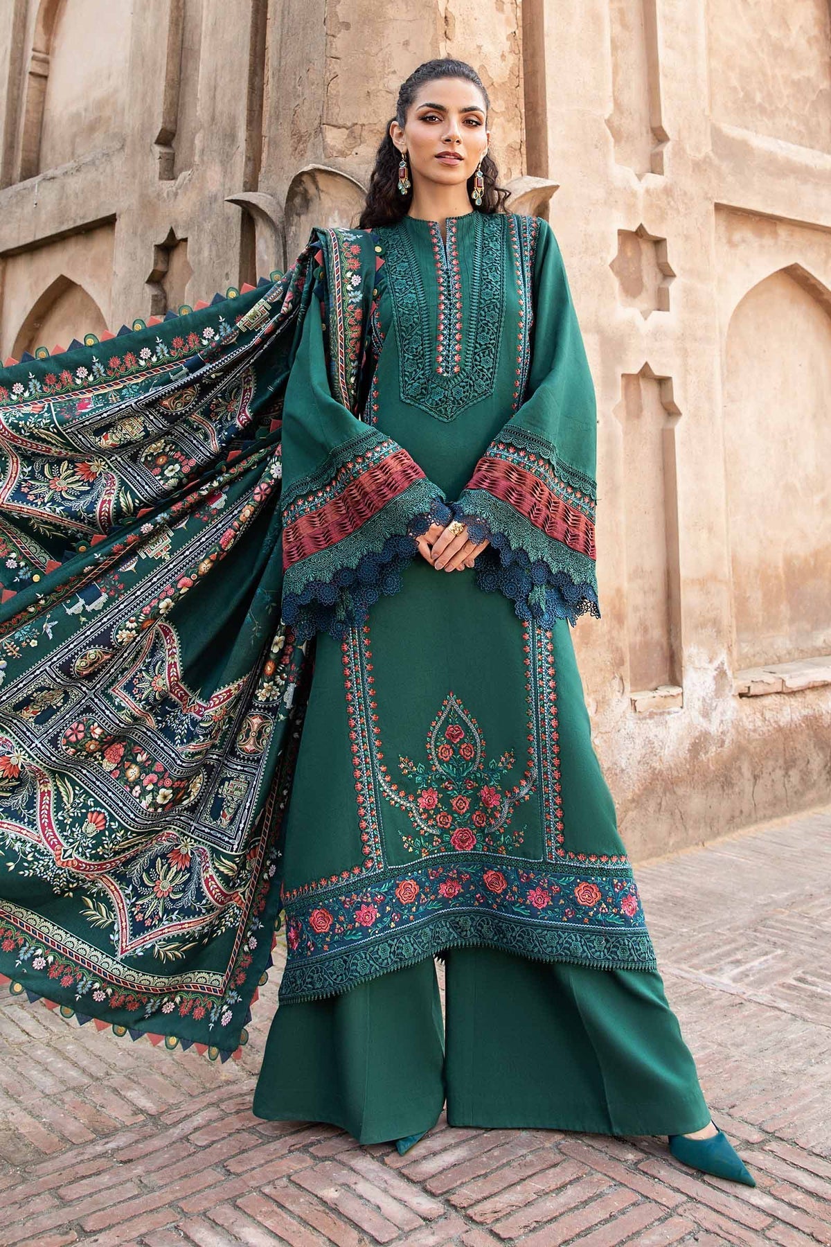Maria B | M Prints Winter 24 | MPT-2405-B -  Maria B Ladies Clothes - Original Designer Dress - House of Maryam