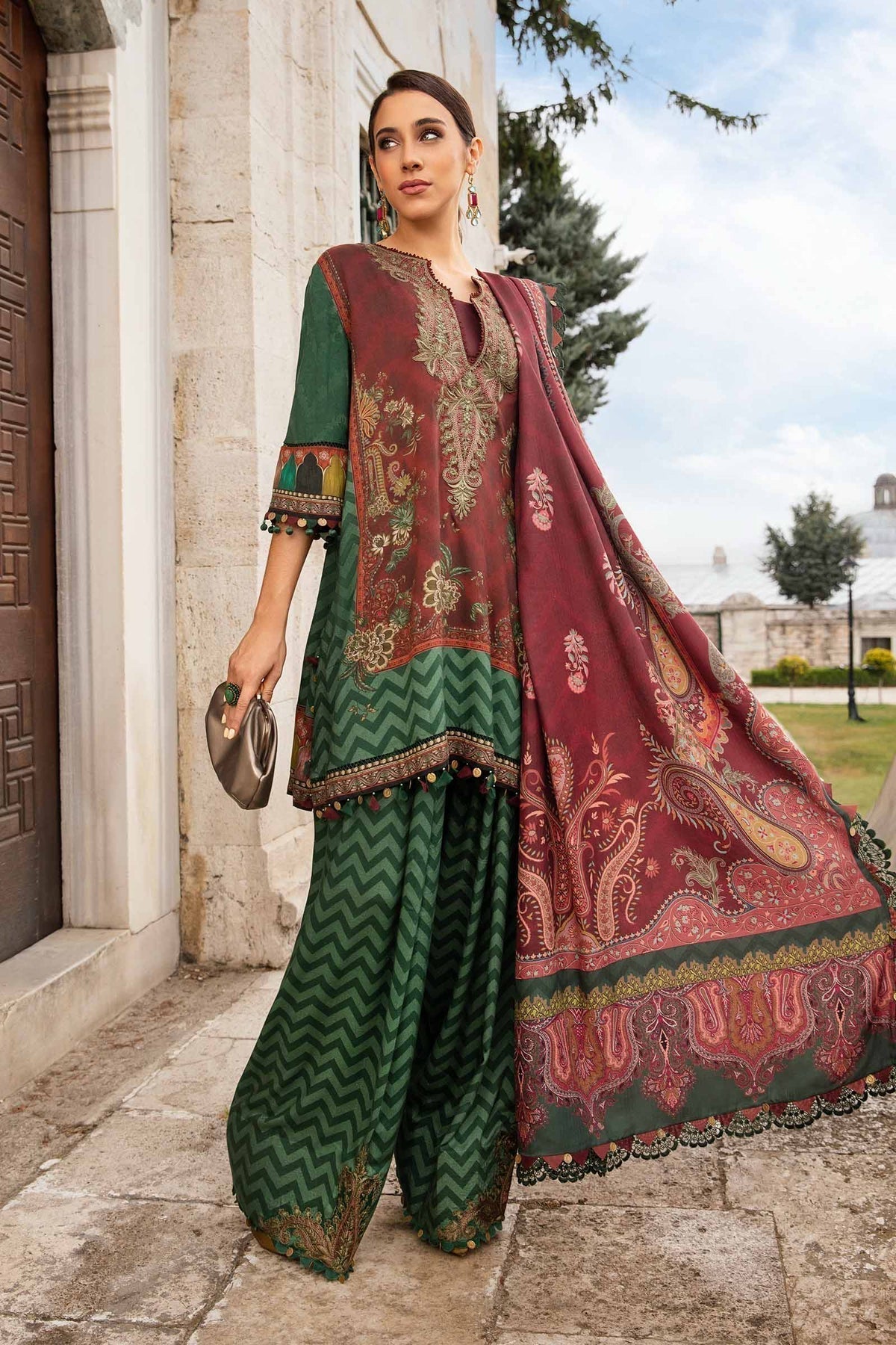 Maria B | M Prints Fall Edit 24 |  MPT-2305-B -  Maria B Luxury - Original Designer Dress - House of Maryam