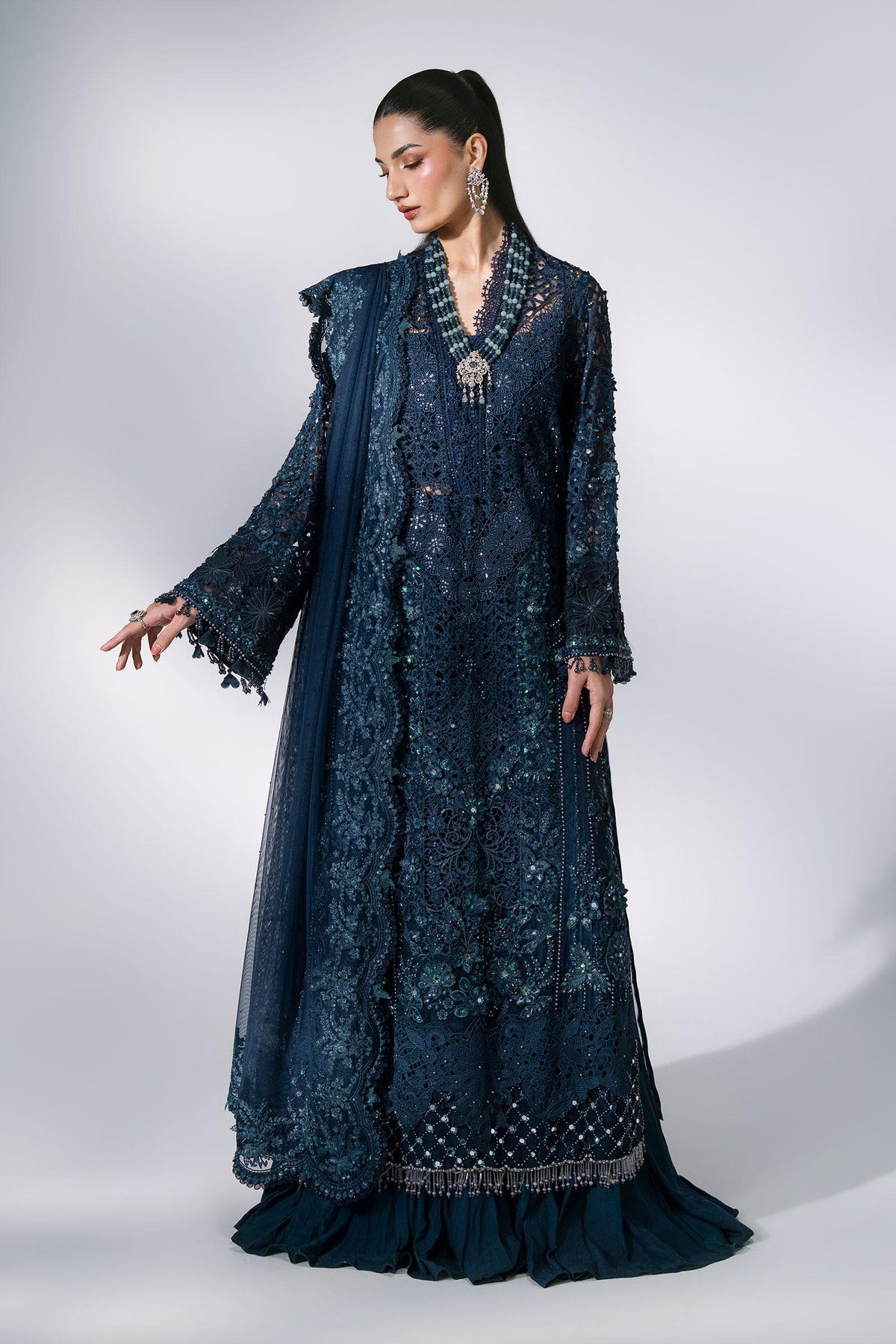 Maria B | Mbroidered Wedding Formals 26 | BD-3106-Peacock Blue, image 2