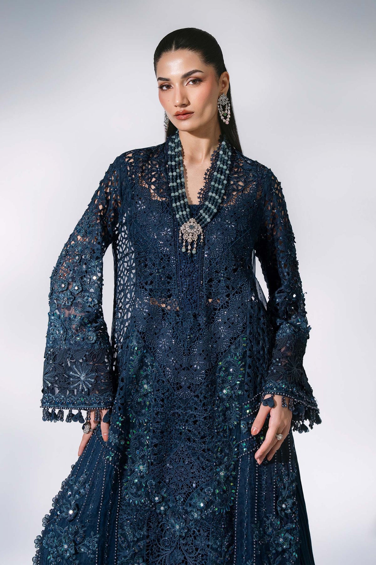 Maria B | Mbroidered Wedding Formals 26 | BD-3106-Peacock Blue, image 4