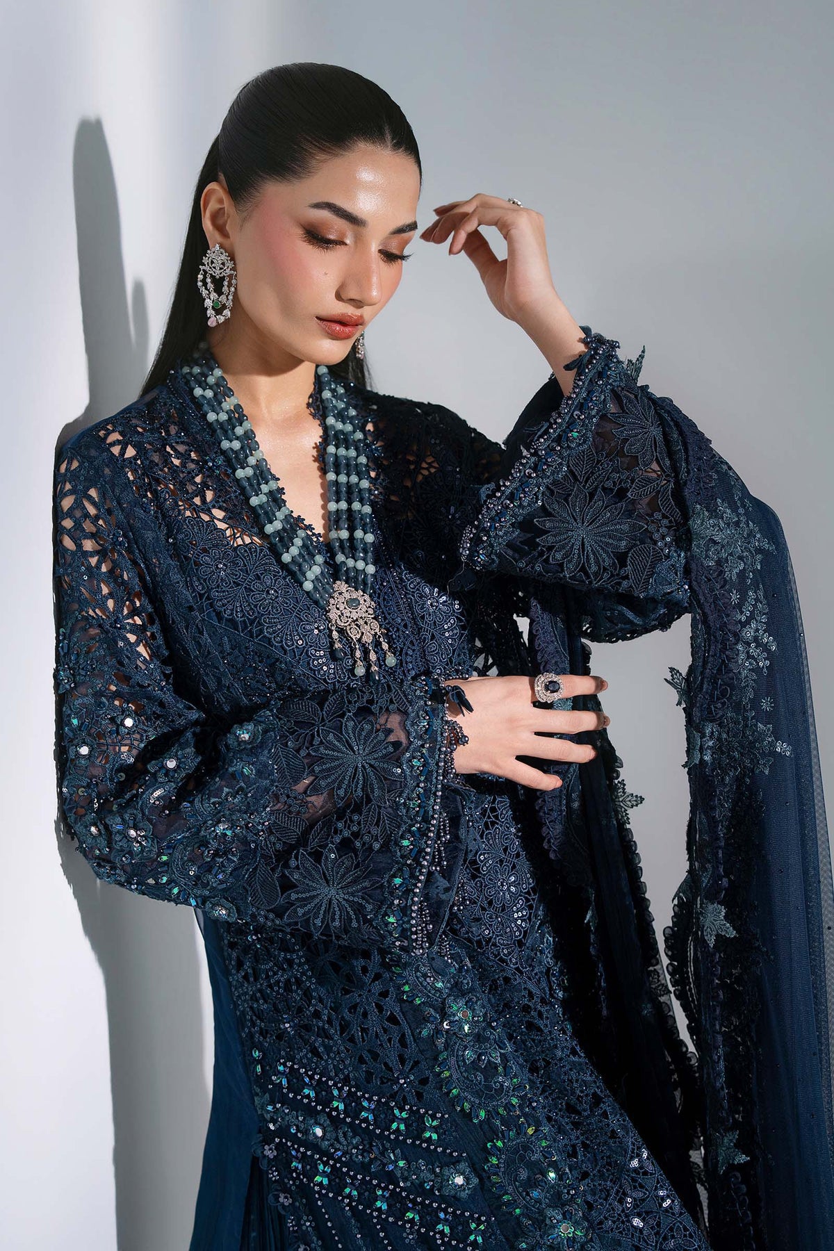 Maria B | Mbroidered Wedding Formals 26 | BD-3106-Peacock Blue, image 5