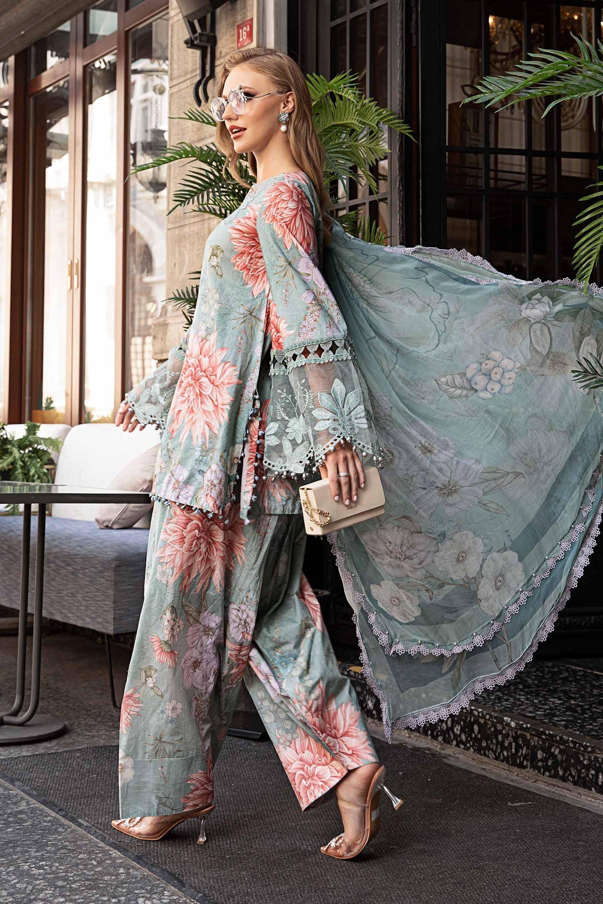 Maria B | M Prints Fall Edit 24 |  MPT-2306-A -  Maria B Luxury - Original Designer Dress - House of Maryam
