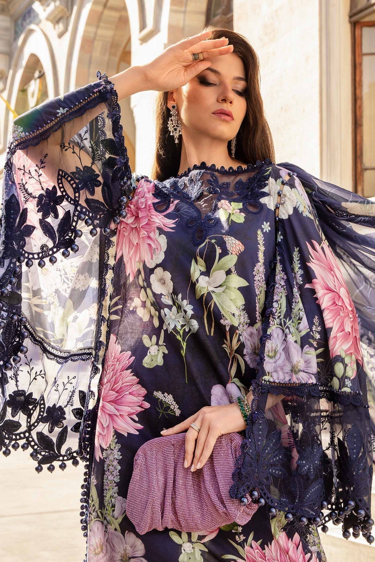 Maria B | M Prints Fall Edit 24 | MPT-2306-B -  Maria B Luxury - Original Designer Dress - House of Maryam