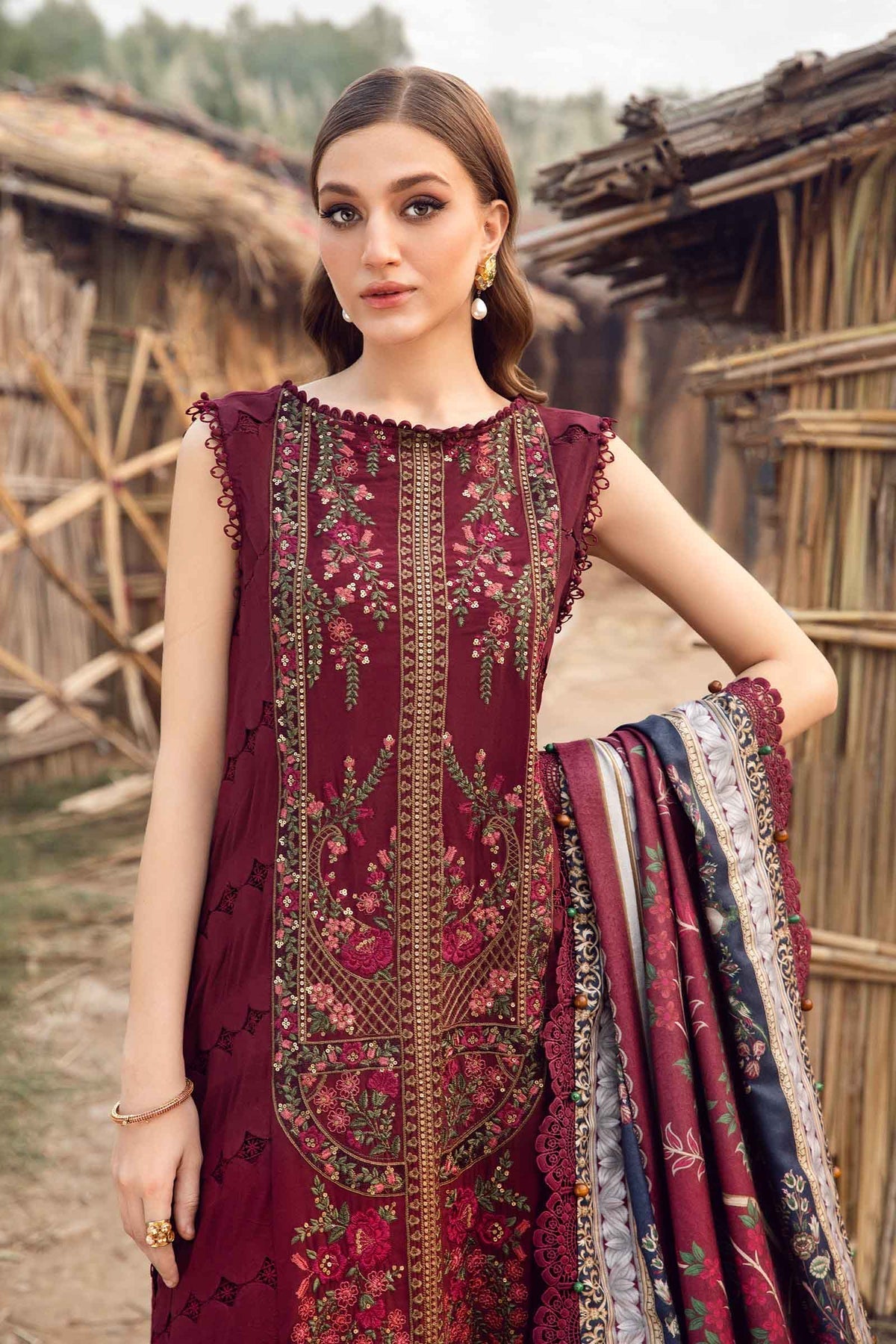 Maria B | M Prints Winter 24 | MPT-2406-B -  Maria B Ladies Clothes - Original Designer Dress - House of Maryam