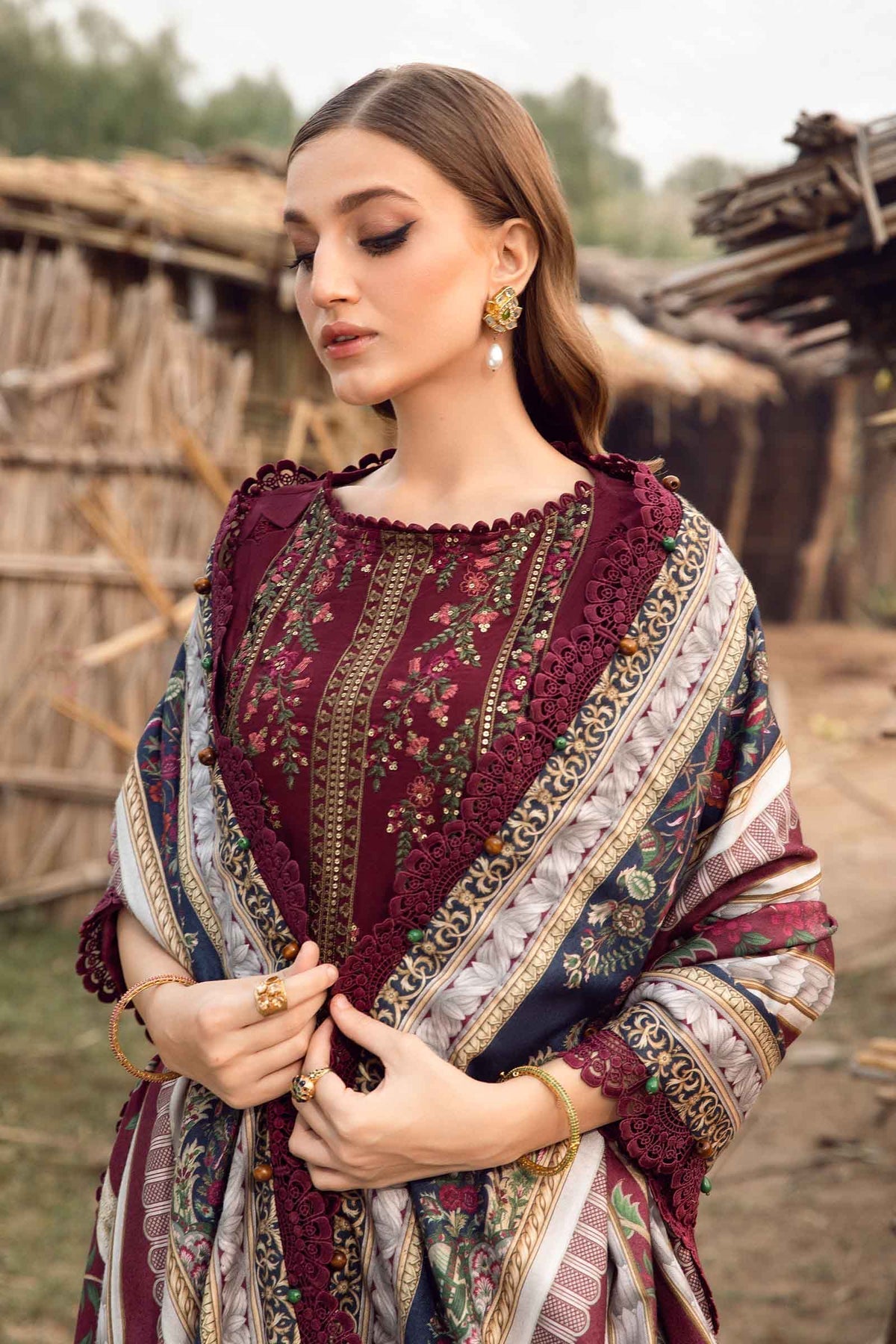 Maria B | M Prints Winter 24 | MPT-2406-B -  Maria B Ladies Clothes - Original Designer Dress - House of Maryam