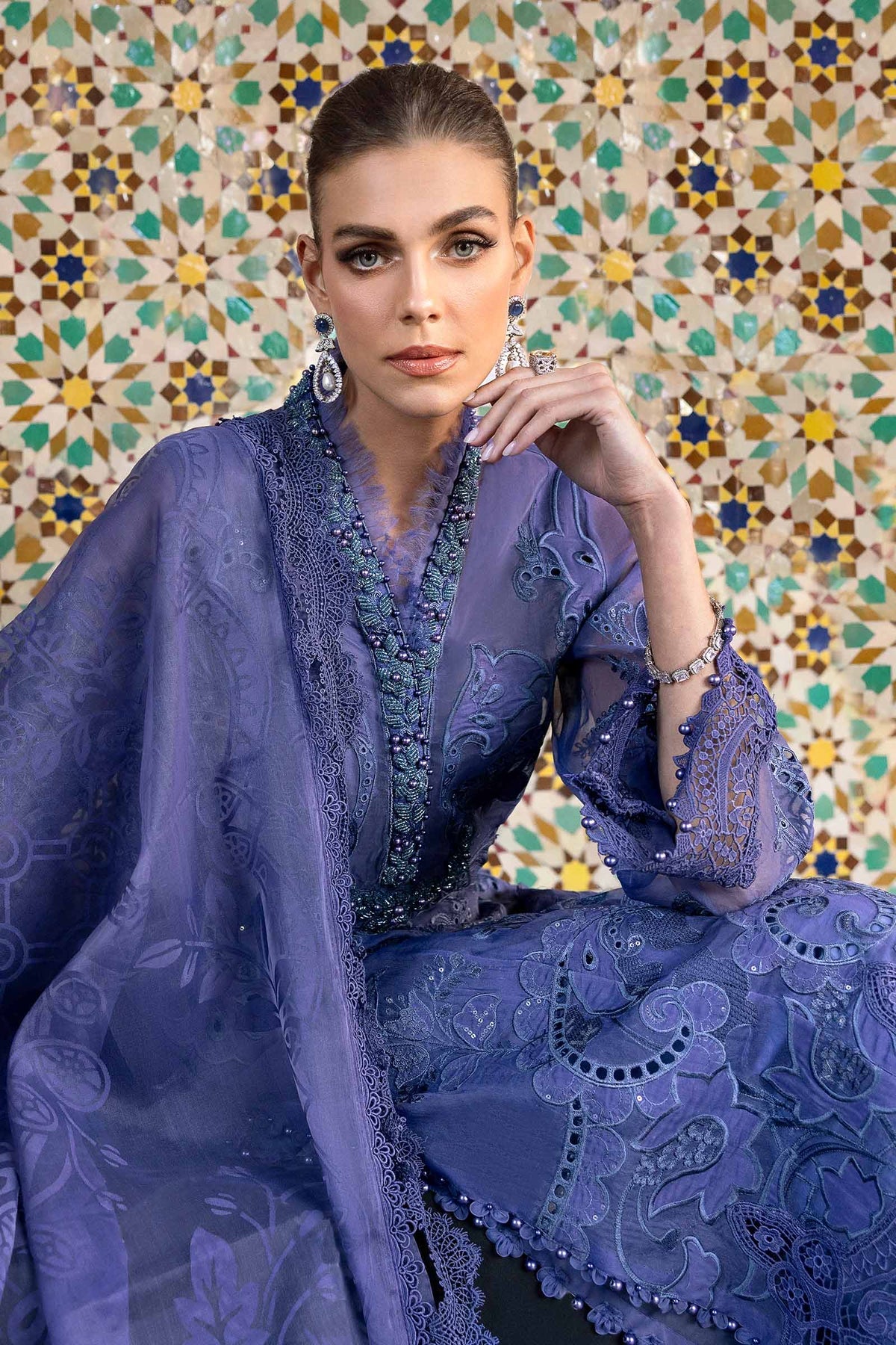 Maria B | Luxury Lawn 25 | D-2506-B -  Maria B Ladies Clothes - Original Designer Dress - House of Maryam