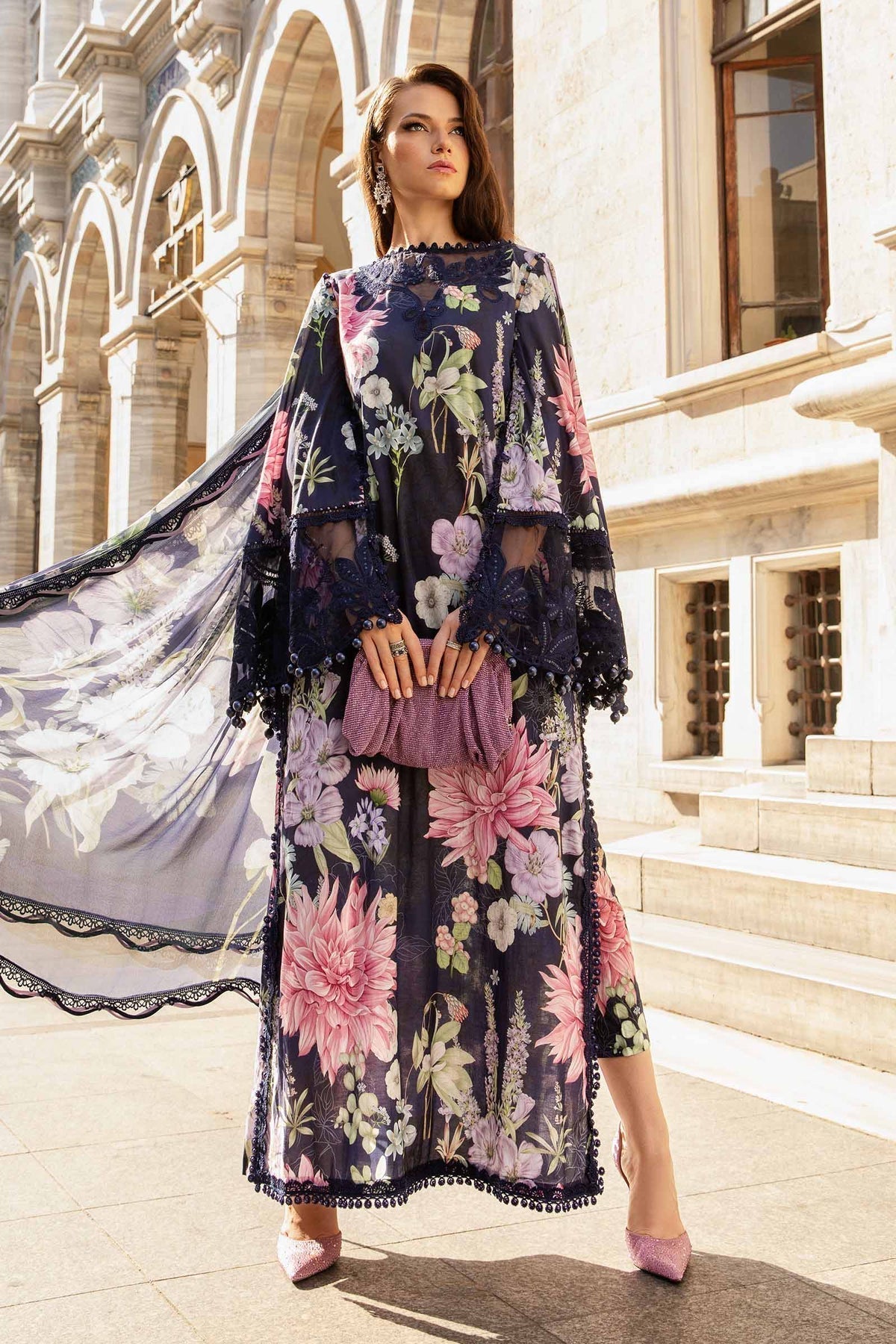 Maria B | M Prints Fall Edit 24 | MPT-2306-B -  Maria B Luxury - Original Designer Dress - House of Maryam