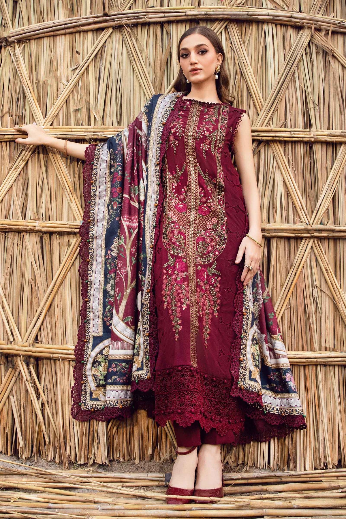 Maria B | M Prints Winter 24 | MPT-2406-B -  Maria B Ladies Clothes - Original Designer Dress - House of Maryam