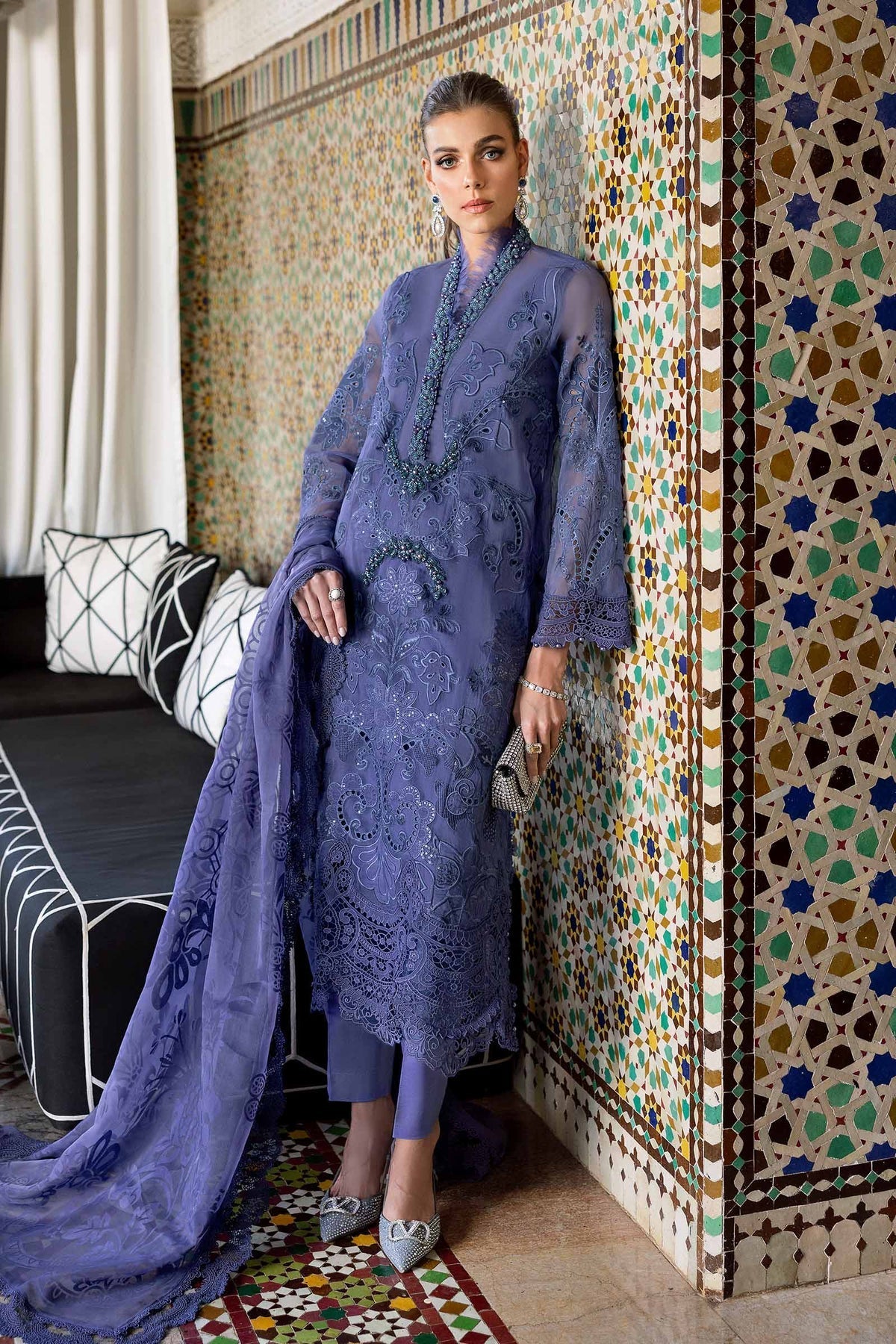 Maria B | Luxury Lawn 25 | D-2506-B -  Maria B Ladies Clothes - Original Designer Dress - House of Maryam