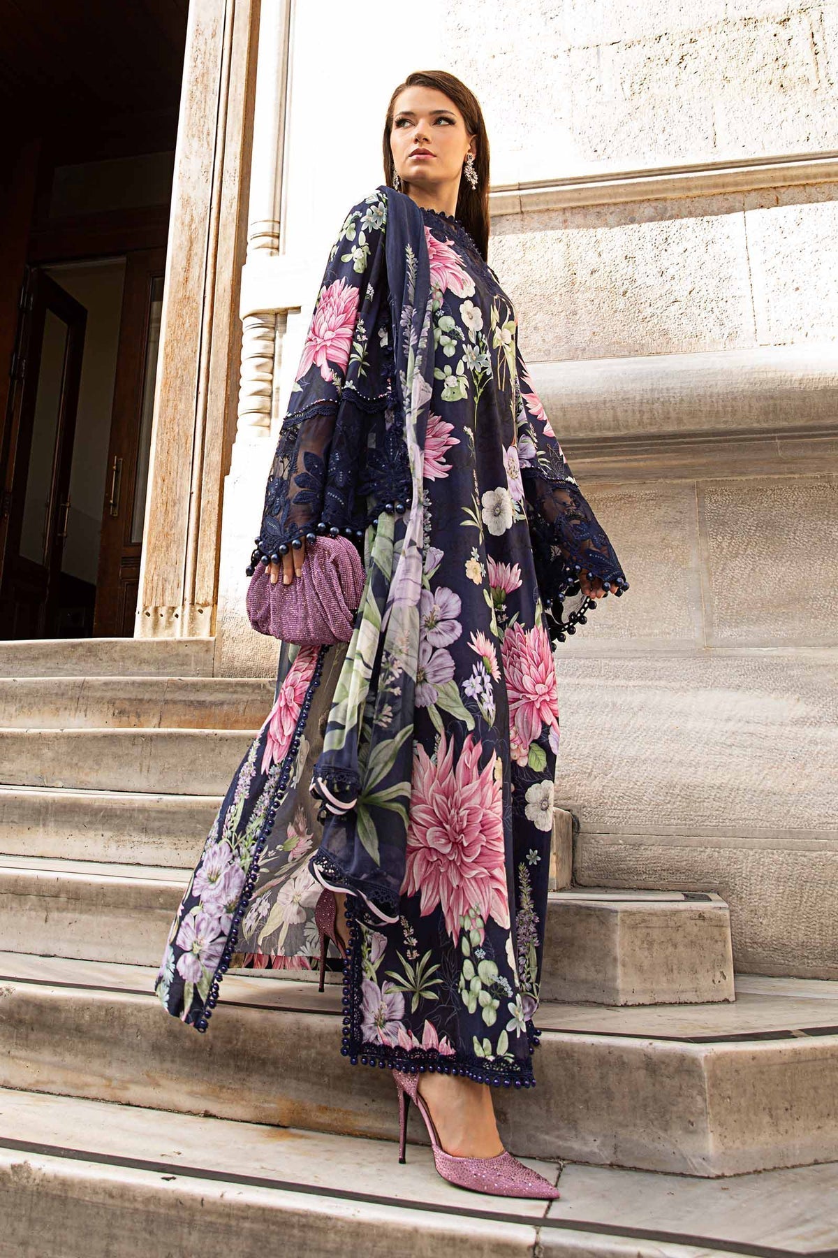 Maria B | M Prints Fall Edit 24 | MPT-2306-B -  Maria B Luxury - Original Designer Dress - House of Maryam