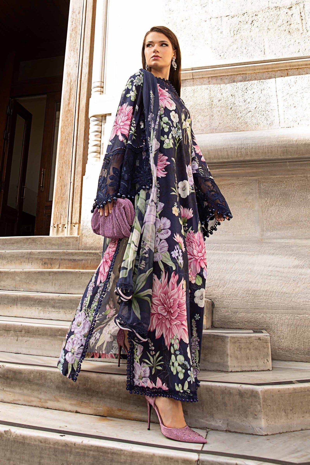 Maria B | M Prints Fall Edit 24 | MPT-2306-B -  Maria B Luxury - Original Designer Dress - House of Maryam